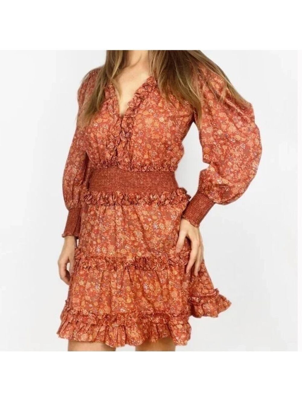 NWT HOUSE OF HARLOW 1960 - x Revolve Wallis Rust Dress Cotton Sz XL